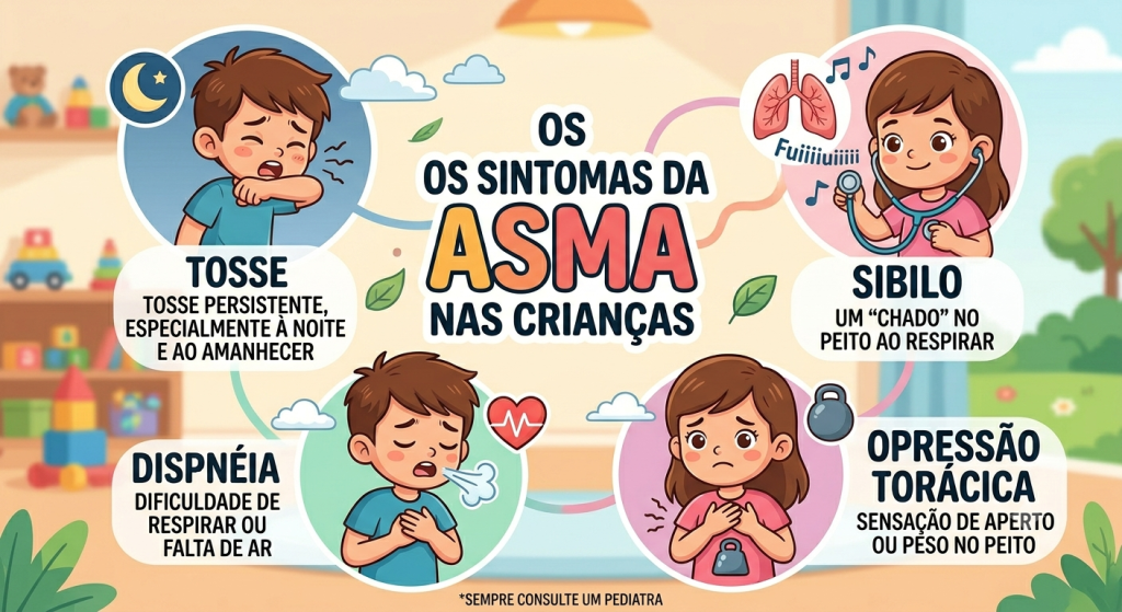 Principais sintomas de asma em crianças